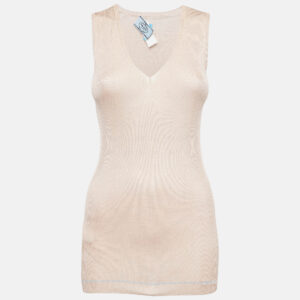 Prada Sand Brown Silk Knit Tank Top M