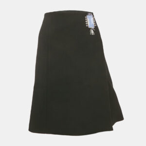 Prada Black Wool Embellished Wrap Skirt S