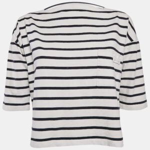 Prada White/Blue Stripe Cotton Knit Top L