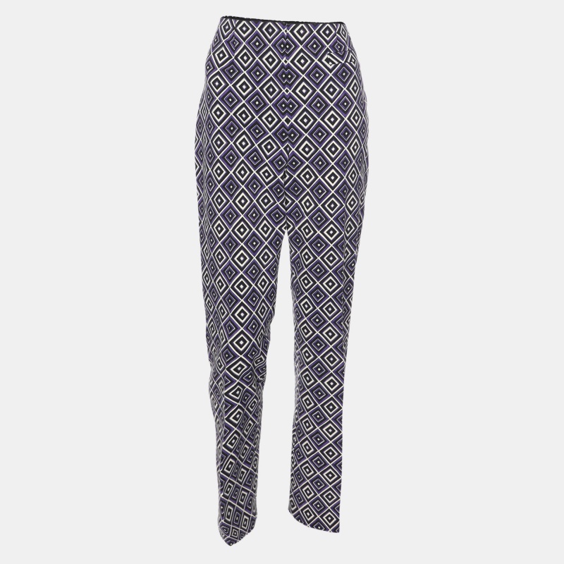 luxury-women-prada-used-clothes-p1113738-1740393221-006 Prada Purple Diamond Print Silk And Wool Blend Pants M