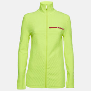 Prada Neon Green Textured Jersey Zip-Up Jacket S