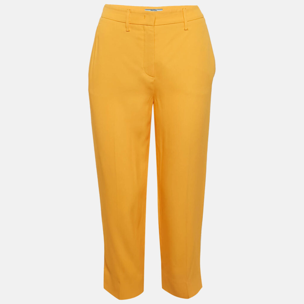 luxury-women-prada-used-clothes-p1146390-001.jpg Prada Yellow Sateen Trousers S