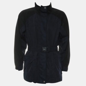 Prada Dark Blue Logo High-Neck Technical Jacket  IT Women 38