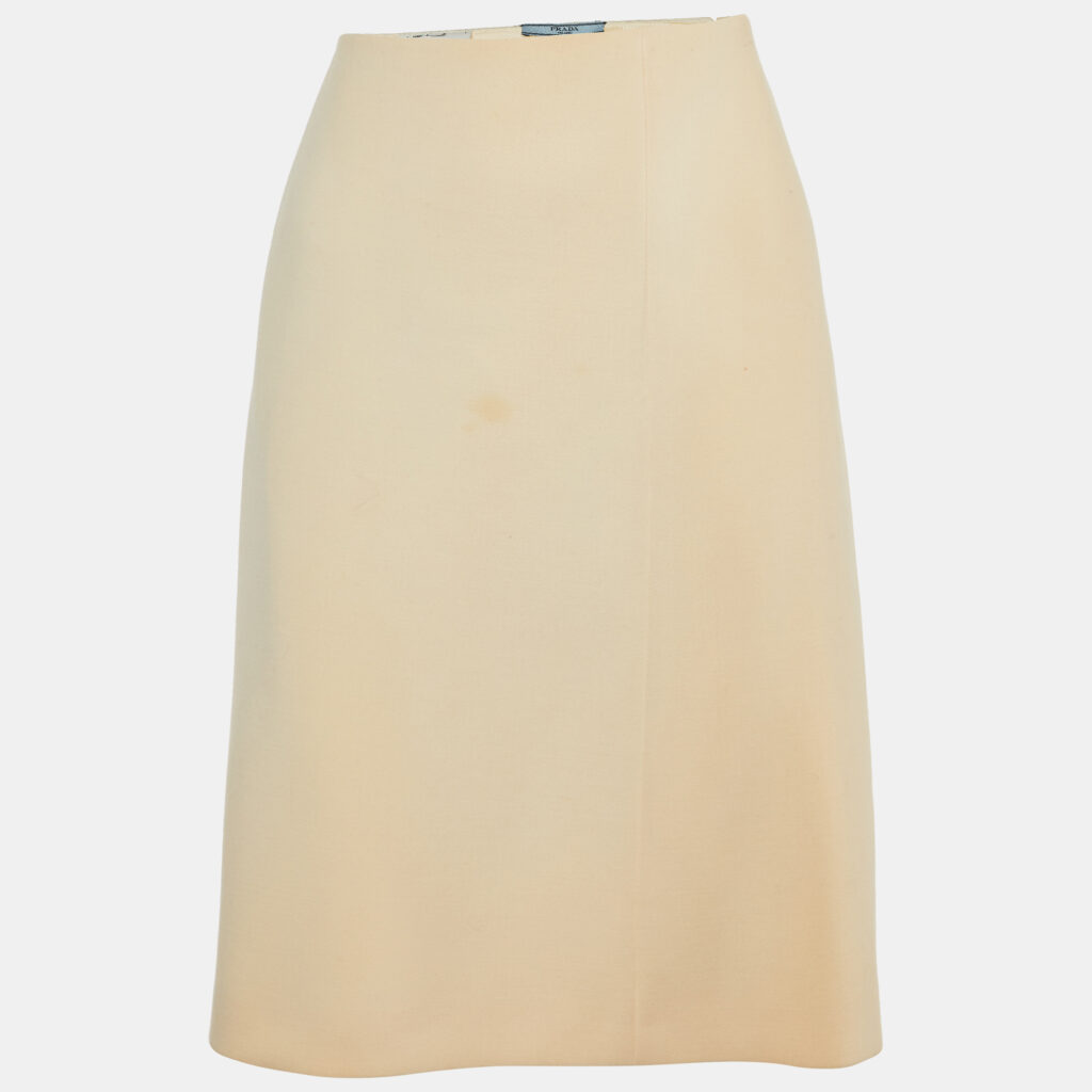 luxury-women-prada-used-clothes-p1152295-006 Prada Cream Wool Pencil Skirt M