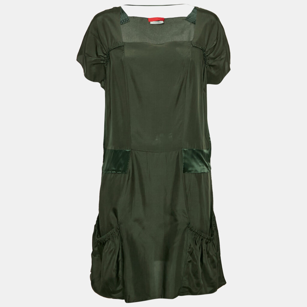 Prada Dark Green Silk Mini Dress M
