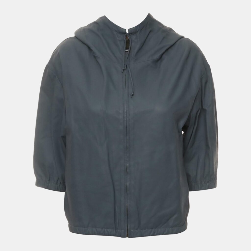 luxury-women-prada-used-clothes-p1163027-003 Prada Blue Zipped Leather Jacket