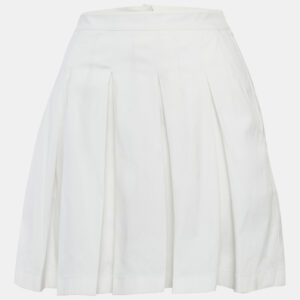 Prada White Cotton Pleated Mini Skirt M