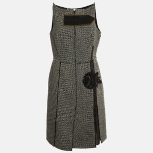 Prada Vintage Black Wool & Mohair Sleeveless Midi Dress L