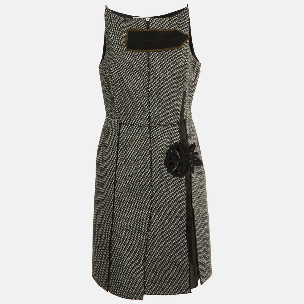 Prada Vintage Black Wool & Mohair Sleeveless Midi Dress L