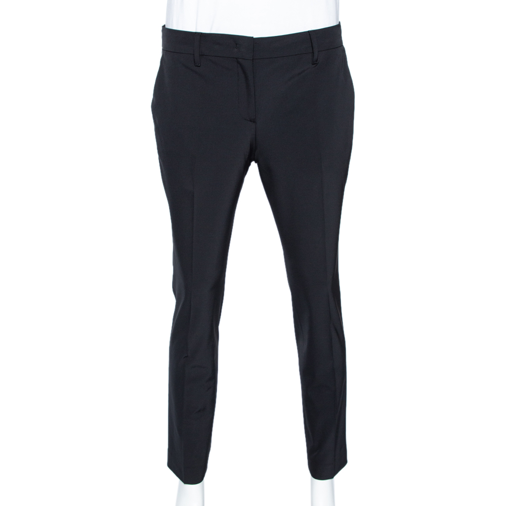 Prada Black Cropped Technical Trousers L