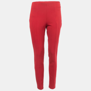 Prada Red Stretch Knit Tapered Leg Trousers M
