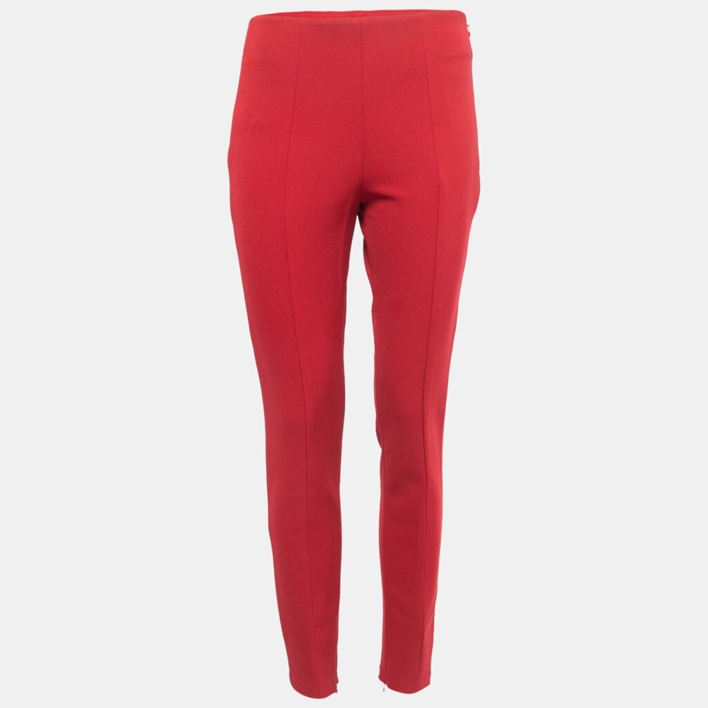 Prada Red Stretch Knit Tapered Leg Trousers M