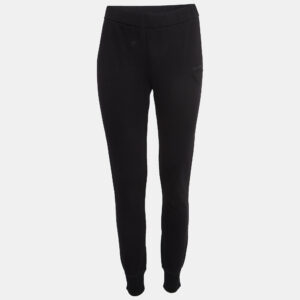 Prada Black Triangle Applique Cotton Knit Joggers M