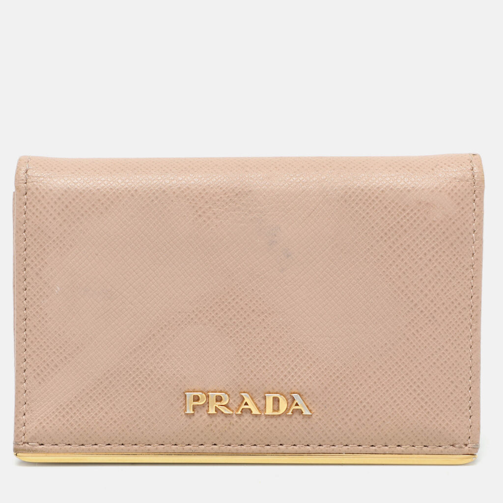 luxury-women-prada-used-handbags-p1034355-013 Prada Beige Leather Logo Coin Purse