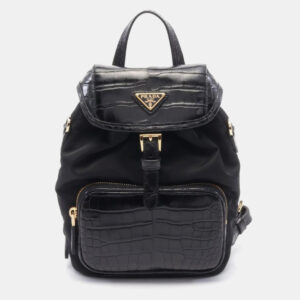 Prada Black Nylon and Leather Backpack