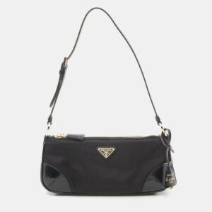 Prada Black Nylon and Leather Re-Edition 2002 Shoulder Bag