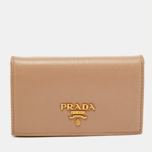 Prada Beige Leather Logo Card Case