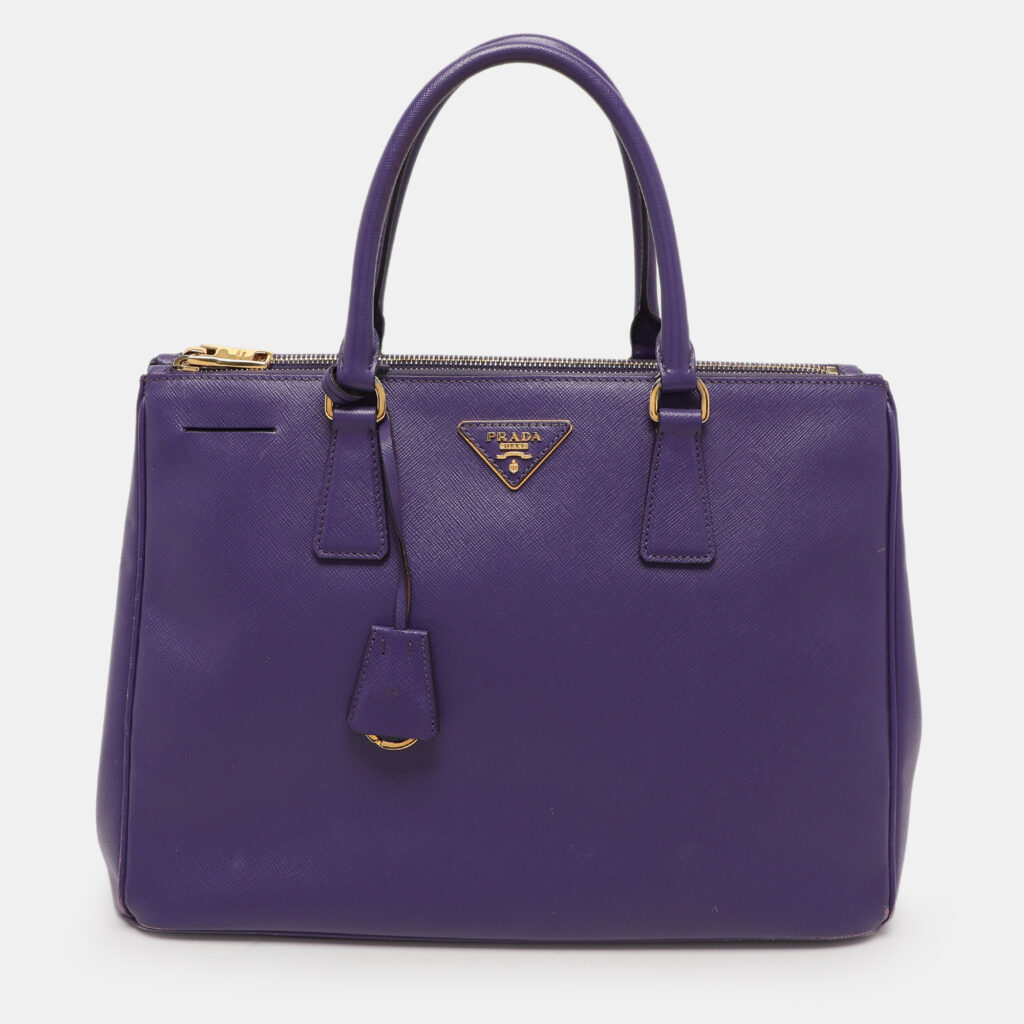 luxury-women-prada-used-handbags-p1125371-002.jpg Prada Purple Saffiano Lux Leather Medium Double Zip Tote