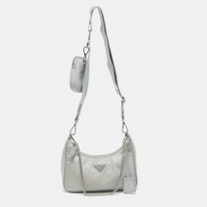 prada light blue nylon re-edition 2005 shoulder bag