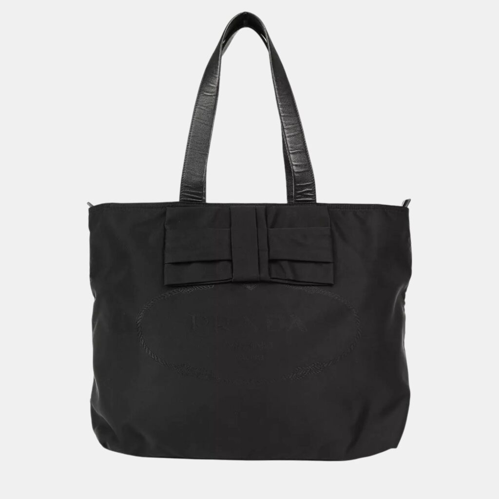 luxury-women-prada-used-handbags-p1127404-002 Prada Black Nylon Tote Handbag