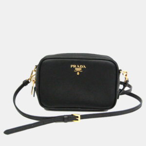 Prada Black Saffiano Leather Pouch Shoulder Bag