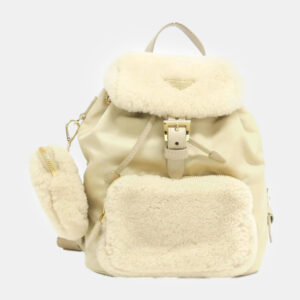 Prada Deserto Re-Nylon and Shearling Backpack Bag