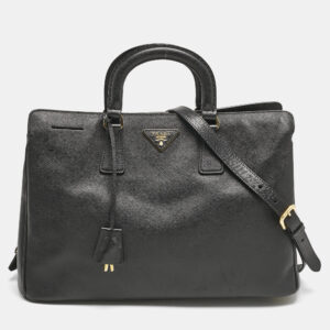 Prada Black Saffiano Lux Leather Middle Zip Tote