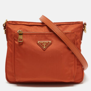 Prada Orange Nylon Front Pocket Messenger Bag