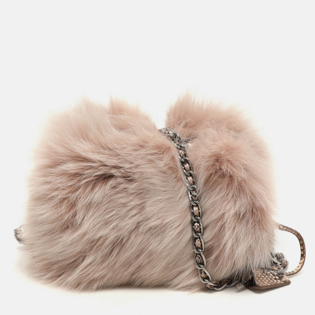 luxury-women-prada-used-handbags-p1156116-023 Prada Blush Pink Fox Fur and Python Leather Crossbody Bag