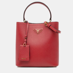 Prada Red Medium Saffiano Cuir Panier