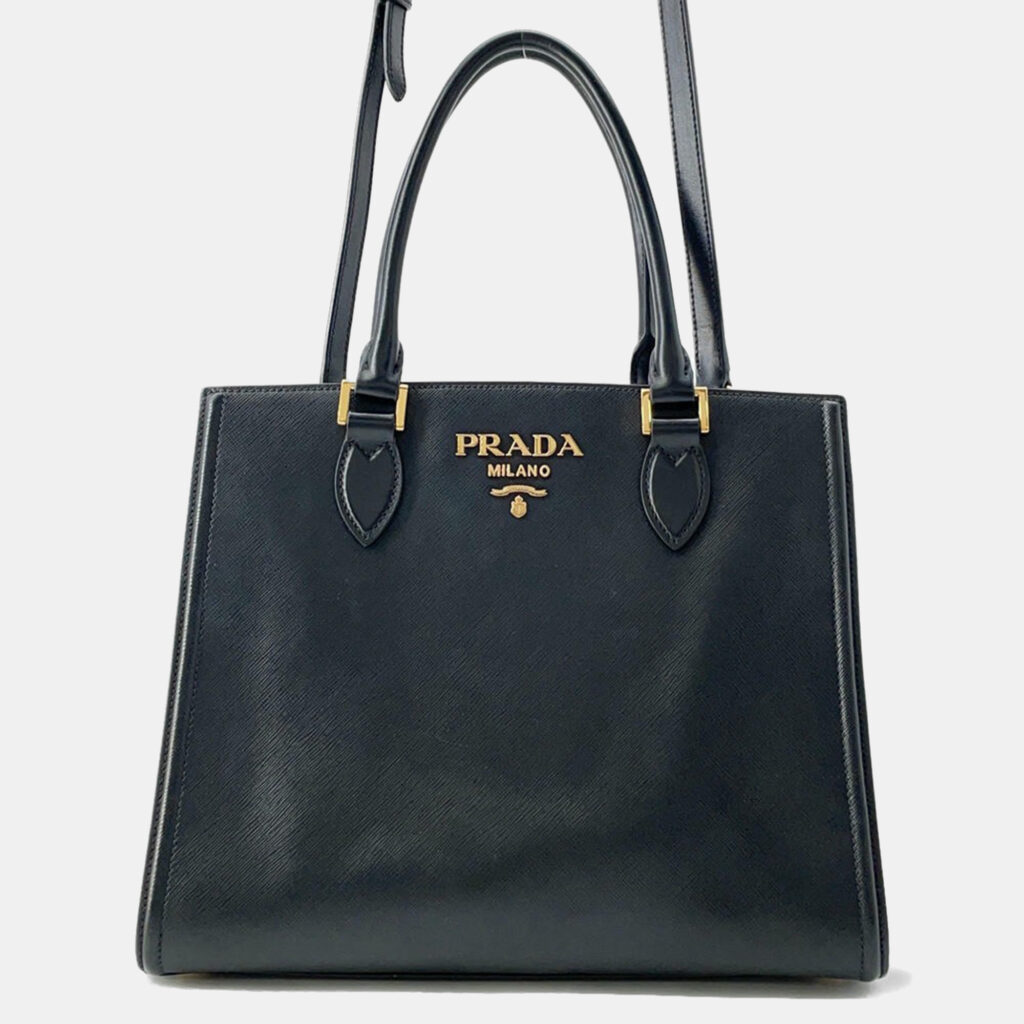 luxury-women-prada-used-handbags-p1157651-028 Prada Black Saffiano Soft Calfskin Tote Bag