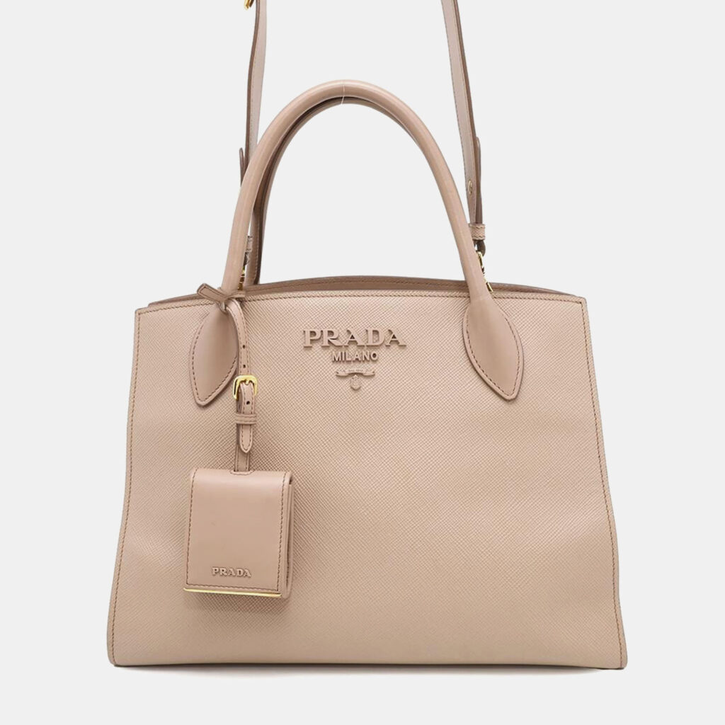 luxury-women-prada-used-handbags-p1161124-018 Prada Jasmin Flower Leather Mono Chrome 2 Way Bag