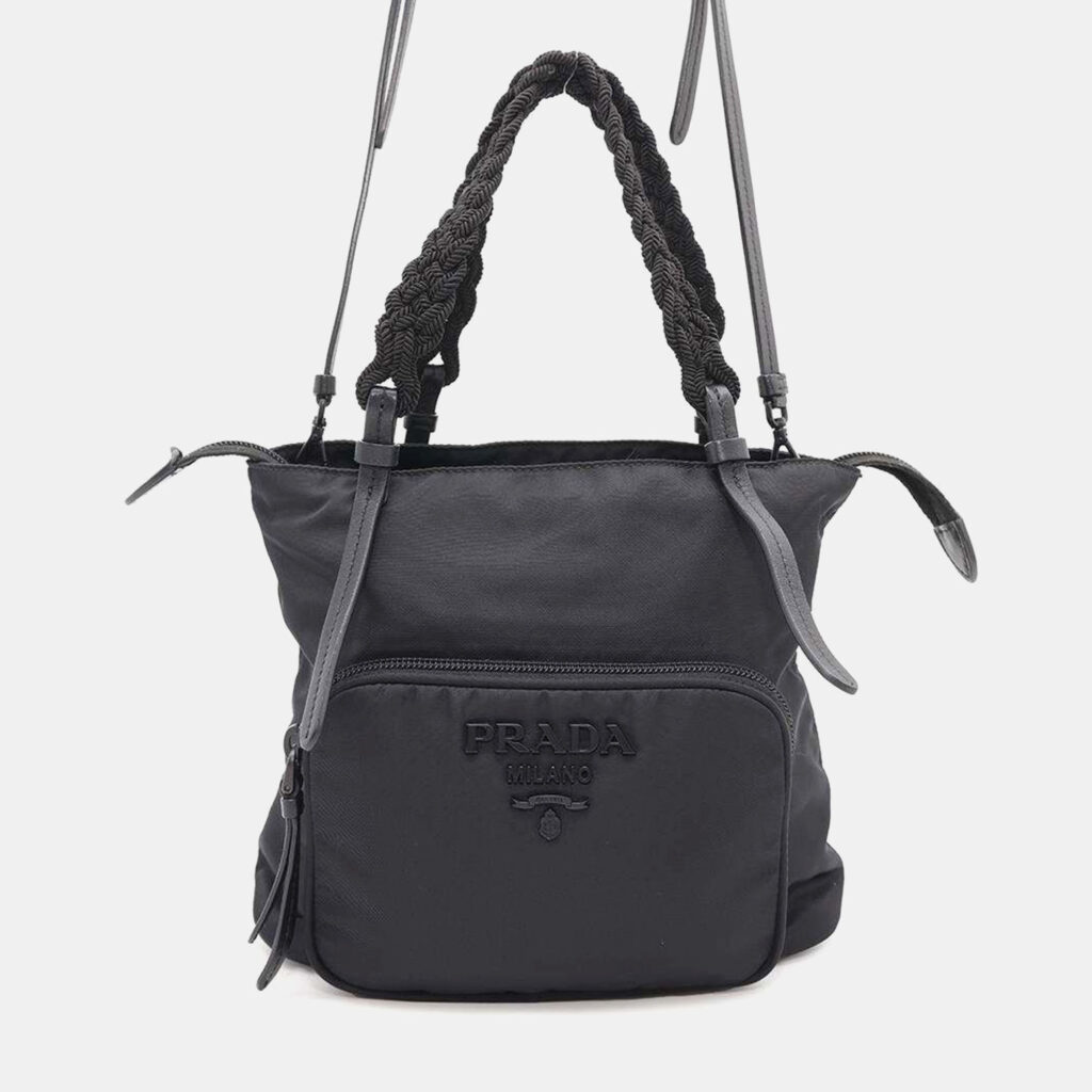luxury-women-prada-used-handbags-p1161133-002 Prada Black Nylon Shoulder Bag