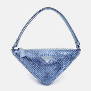 Prada Blue Satin Satin Triangle Mini Bag