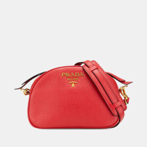 Prada Red Vitello Daino Dome Crossbody
