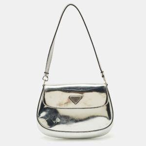 Prada Silver Patent Leather Small Cleo Hobo