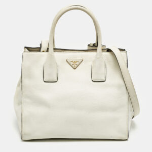 prada white vitello daino leather tote