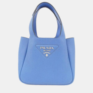 Prada Vitello Daino Blue Leather Handbag