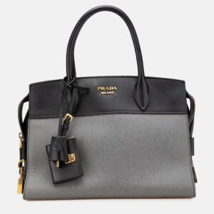 Prada Grey Saffiano and City Calf Esplanade Bag