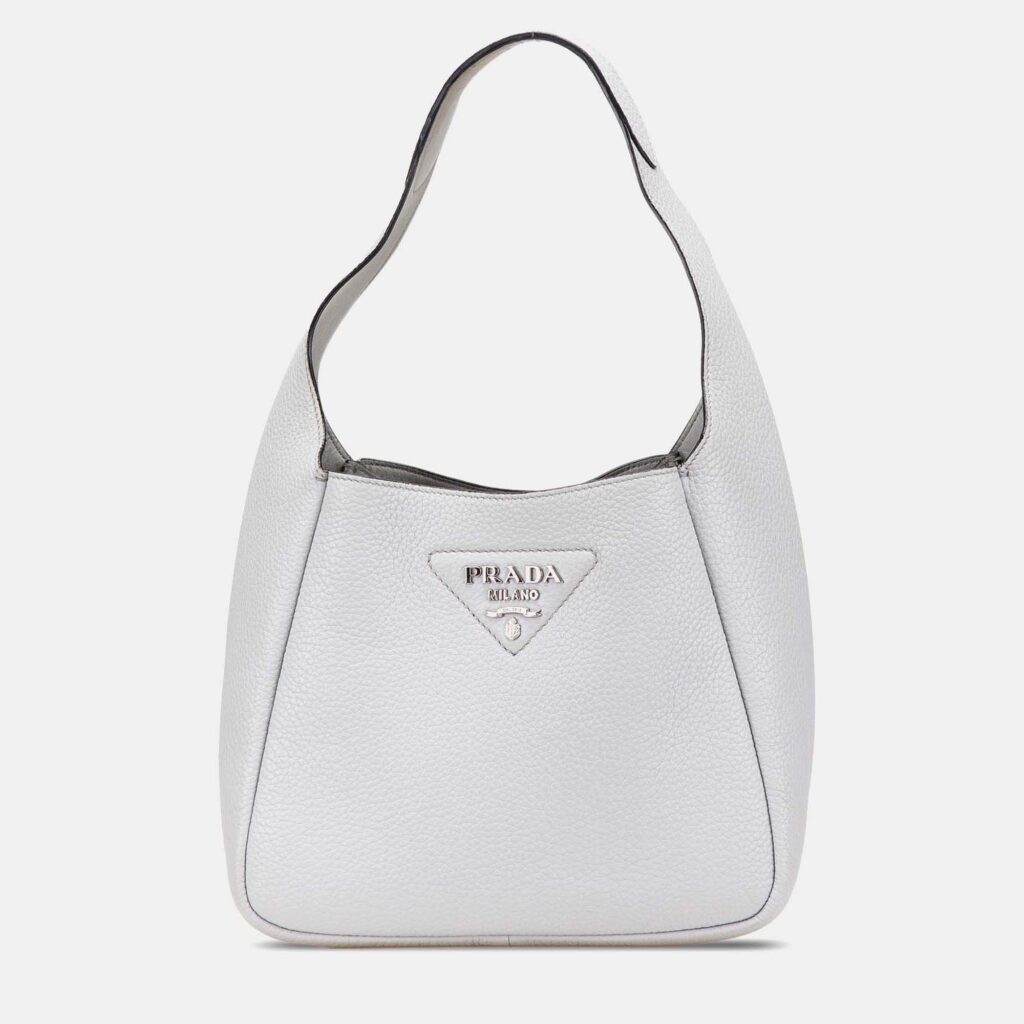 luxury-women-prada-used-handbags-p1170434-012 Prada White Vitello Daino Dynamique Hobo