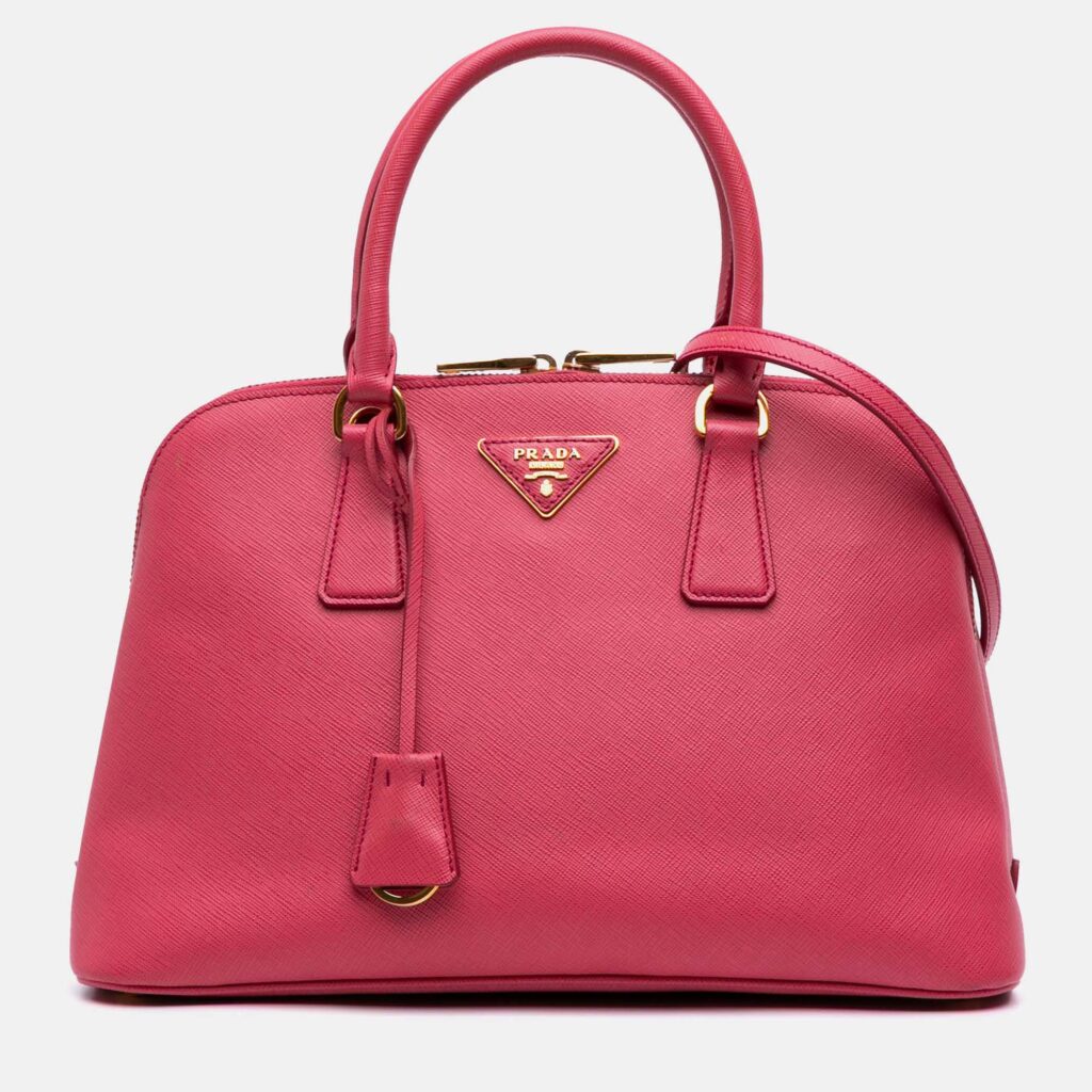 luxury-women-prada-used-handbags-p1170449-007 Prada Pink Medium Saffiano Lux Promenade Satchel