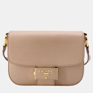 Prada  Saffiano Leather Embl&egrave;me Shoulder Bag