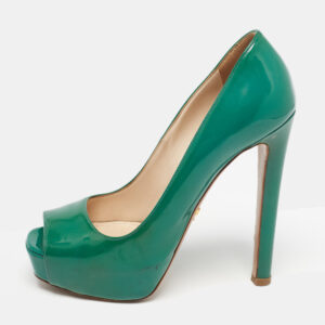 Prada Green Patent Leather Peep Toe Pumps Size 36