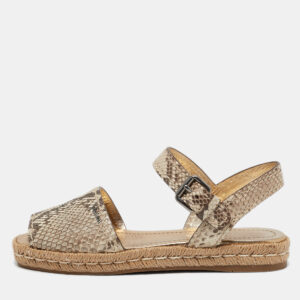 Prada Brown Python Leather Slingback Espadrille Flats Size 38
