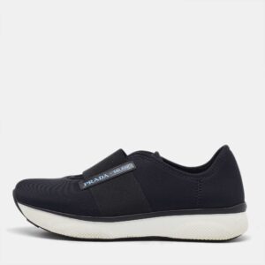 Prada Black Neoprene Slip On Sneakers Size 37.5