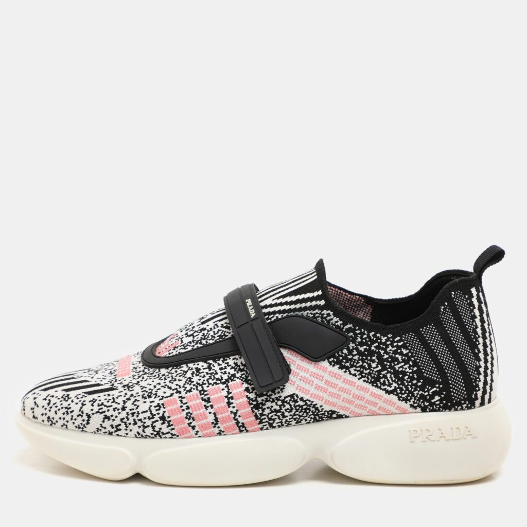 Prada Multicolor Knit Fabric Low Top Sneakers Size 41