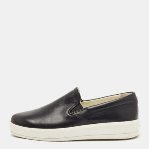 Prada Black Leather Slip On Sneakers Size 40