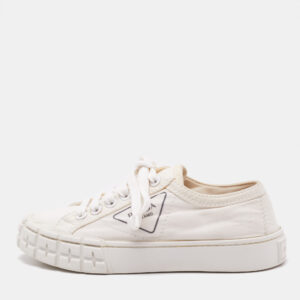 Prada White Re-Nylon Double Wheel Low Top Sneakers Size 37