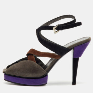 Prada Multicolor Suede Srappy Platform Sandals Size 37