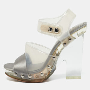 Prada Transparent PVC and Satin Ankle Strap Sandals Size 36.5